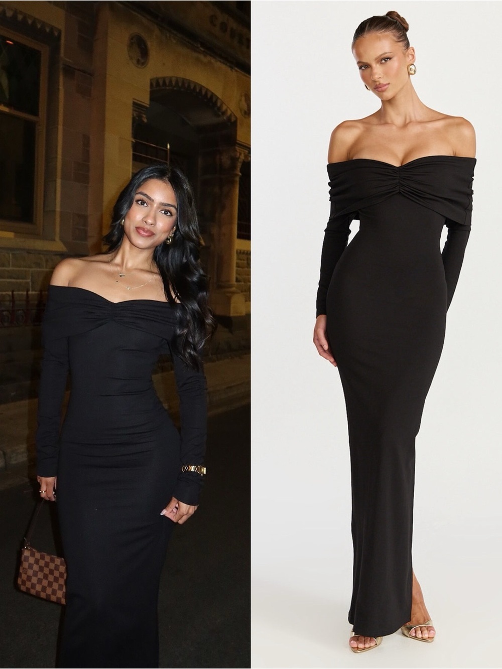 SHOWPO Rani Off The Shoulder Long Sleeve Bodycon Maxi Dress
In Black